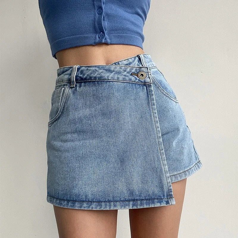 2025 Summer New Light Colored A-Line Denim Shorts Daily