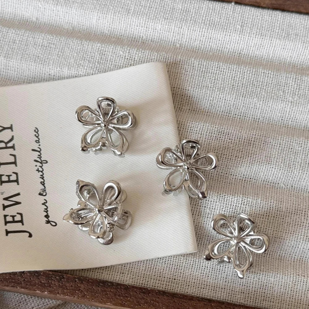 2/4pcs Mini Metal Hair Claw Clip Gold Silver Flower Geometric Clamps Grab Shark Clip Ins Korean Girls Women Hair Accessories