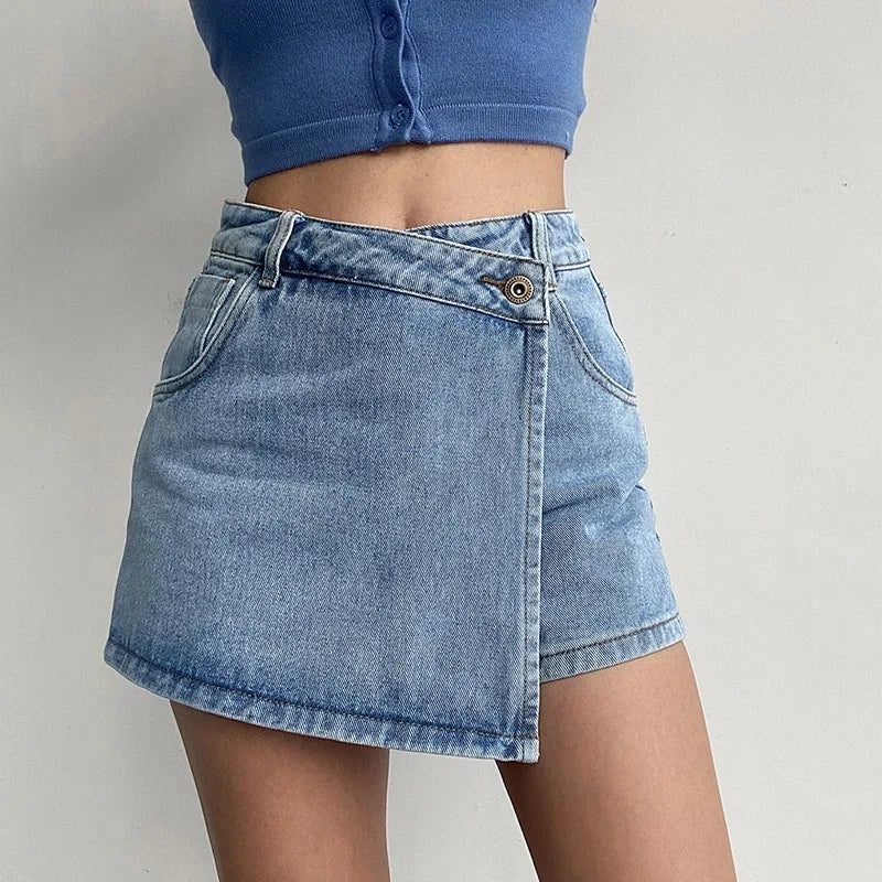 2025 Summer New Light Colored A-Line Denim Shorts Daily