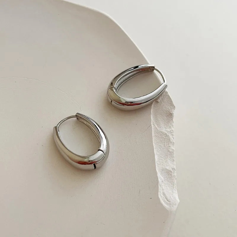 2Pcs New Classic Gold Color Plated Metal Hoop Earrings For Women, Fashion Jewelry Temperament Girls Daily Wear Stud Earrings