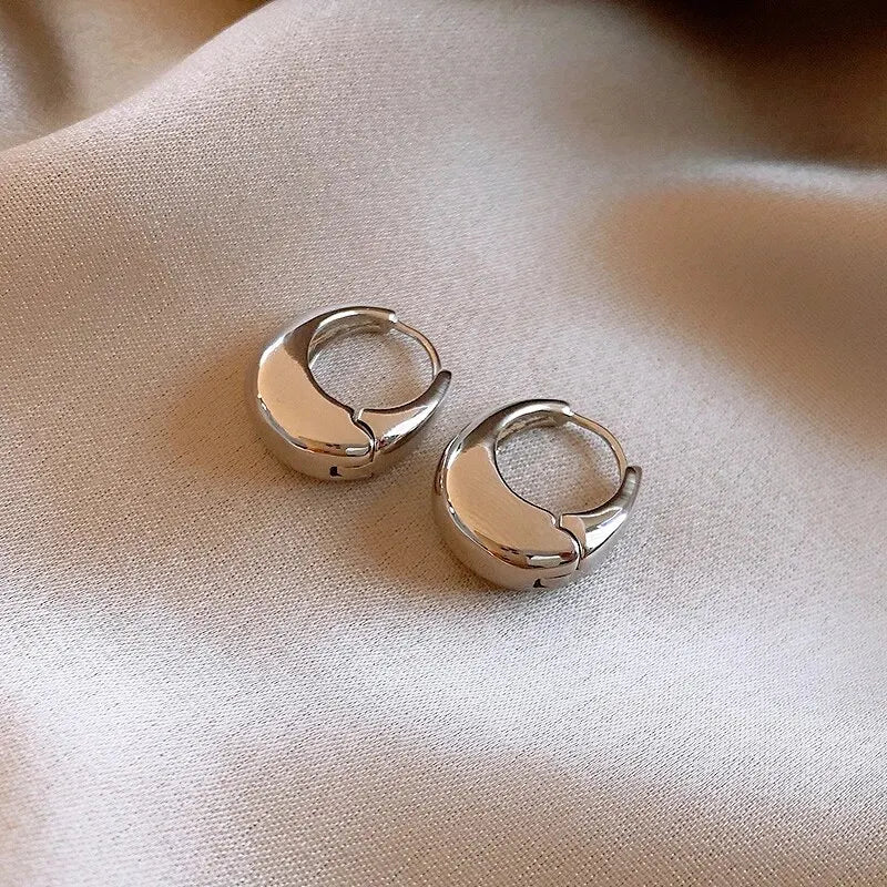 2Pcs New Classic Gold Color Plated Metal Hoop Earrings For Women, Fashion Jewelry Temperament Girls Daily Wear Stud Earrings