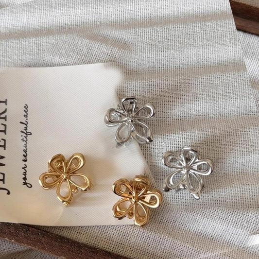 2/4pcs Mini Metal Hair Claw Clip Gold Silver Flower Geometric Clamps Grab Shark Clip Ins Korean Girls Women Hair Accessories
