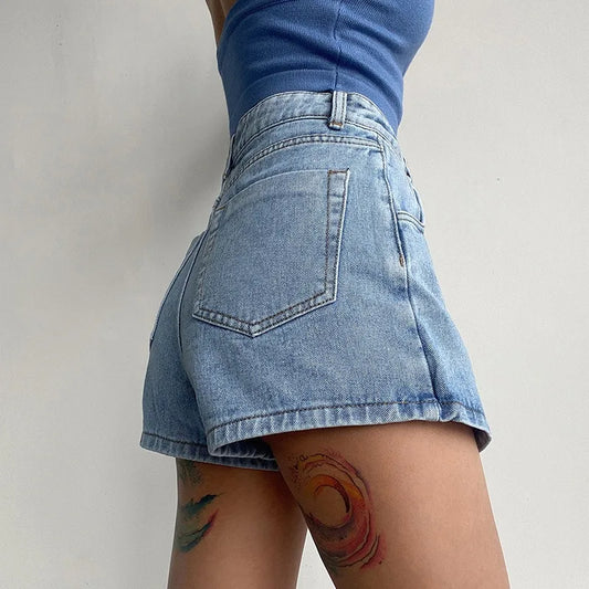 2025 Summer New Light Colored A-Line Denim Shorts Daily