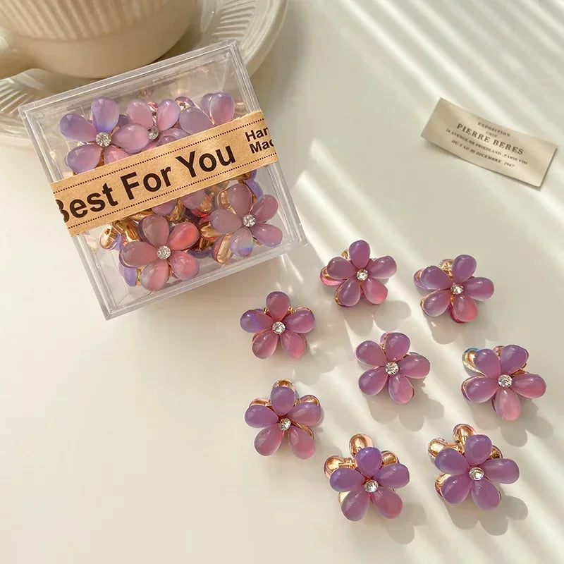 1/10pcs Cute Mini Flower Hairclip Claws Women Girls Colorful Opal Hairpins Sweet Small Headdress Barrettes Accessories
