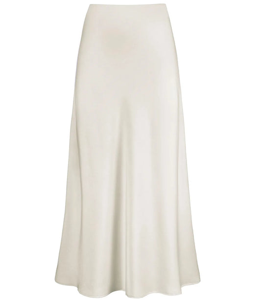 2025 Elegant Faux Silk Satin Skirts for Women High Waist A-line Office Lady  Solid Color Glossy Finish Fishtail Skirt