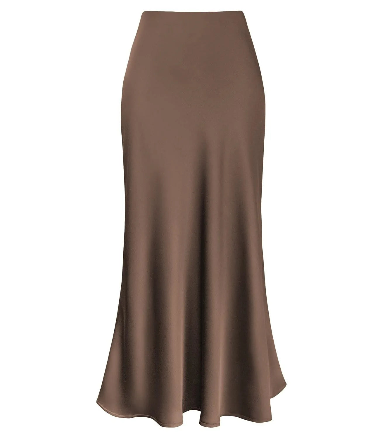 2025 Elegant Faux Silk Satin Skirts for Women High Waist A-line Office Lady  Solid Color Glossy Finish Fishtail Skirt