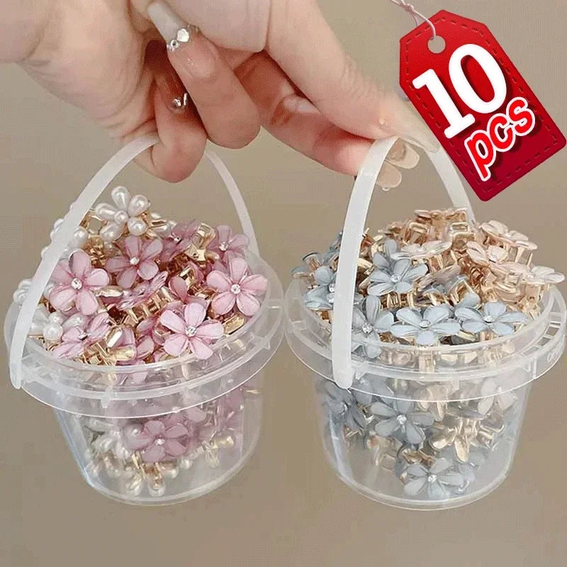 1/10pcs Cute Mini Flower Hairclip Claws Women Girls Colorful Opal Hairpins Sweet Small Headdress Barrettes Accessories