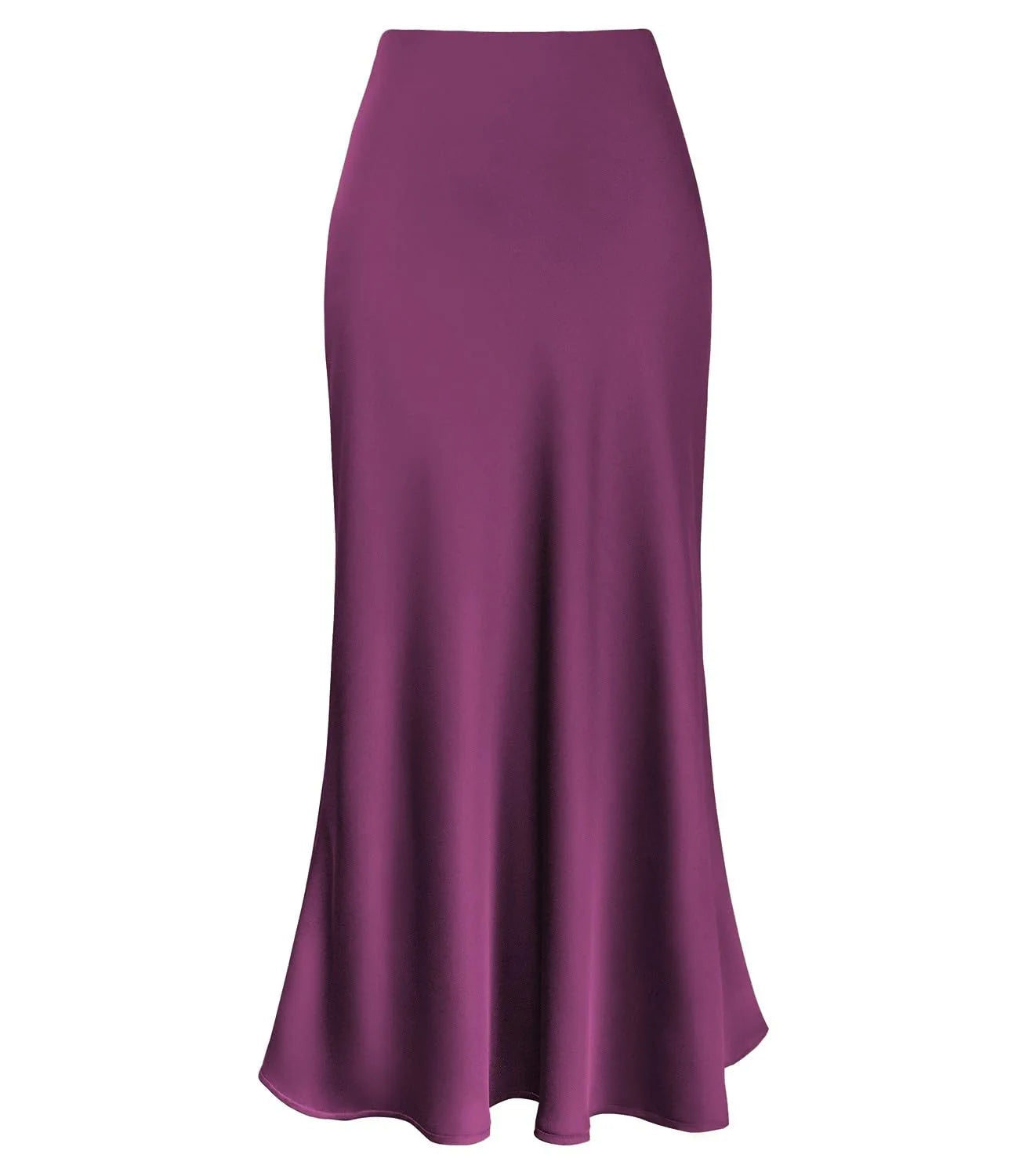 2025 Elegant Faux Silk Satin Skirts for Women High Waist A-line Office Lady  Solid Color Glossy Finish Fishtail Skirt