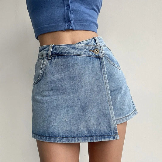 2025 Summer New Light Colored A-Line Denim Shorts Daily