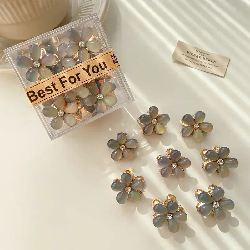 1/10pcs Cute Mini Flower Hairclip Claws Women Girls Colorful Opal Hairpins Sweet Small Headdress Barrettes Accessories