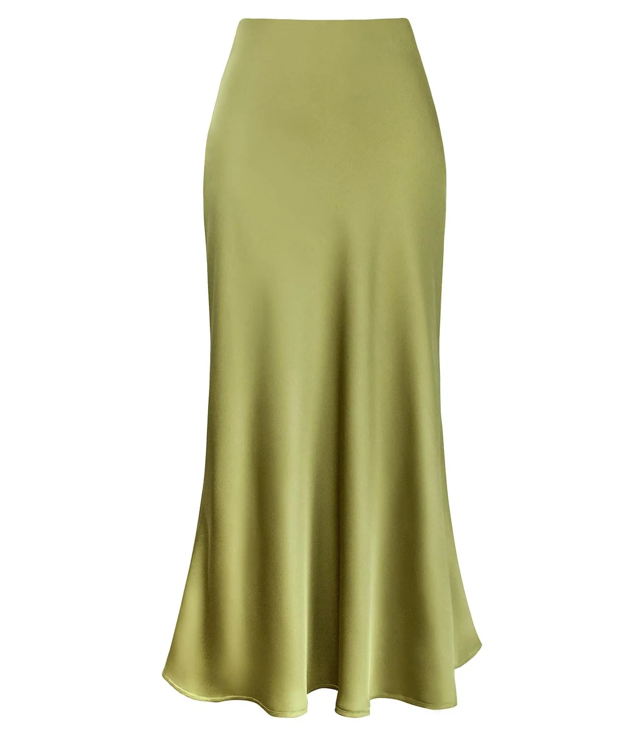 2025 Elegant Faux Silk Satin Skirts for Women High Waist A-line Office Lady  Solid Color Glossy Finish Fishtail Skirt