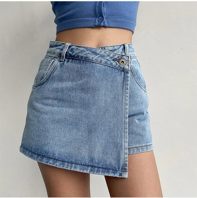2025 Summer New Light Colored A-Line Denim Shorts Daily