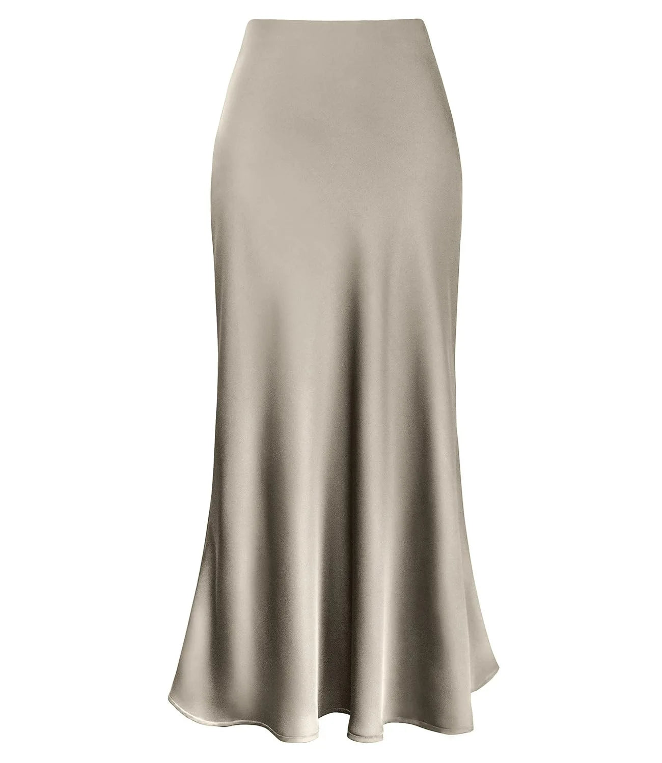 2025 Elegant Faux Silk Satin Skirts for Women High Waist A-line Office Lady  Solid Color Glossy Finish Fishtail Skirt
