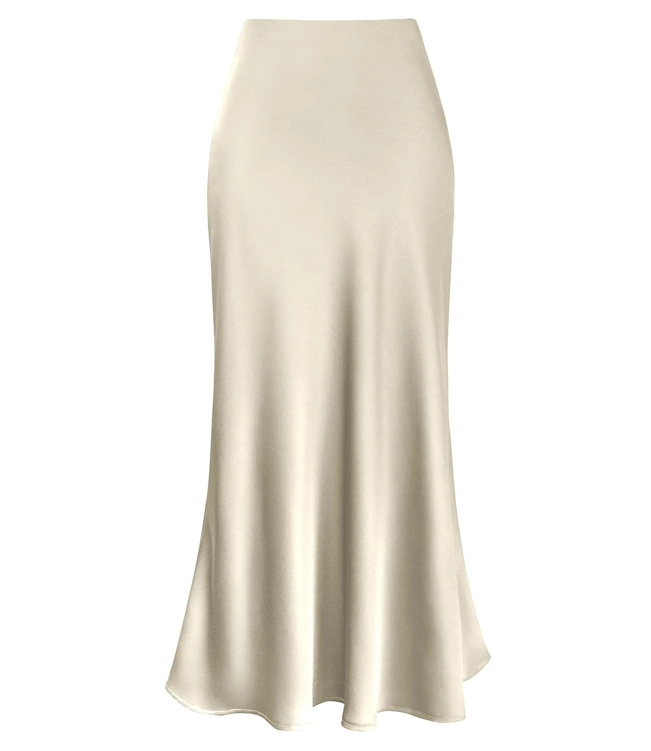 2025 Elegant Faux Silk Satin Skirts for Women High Waist A-line Office Lady  Solid Color Glossy Finish Fishtail Skirt