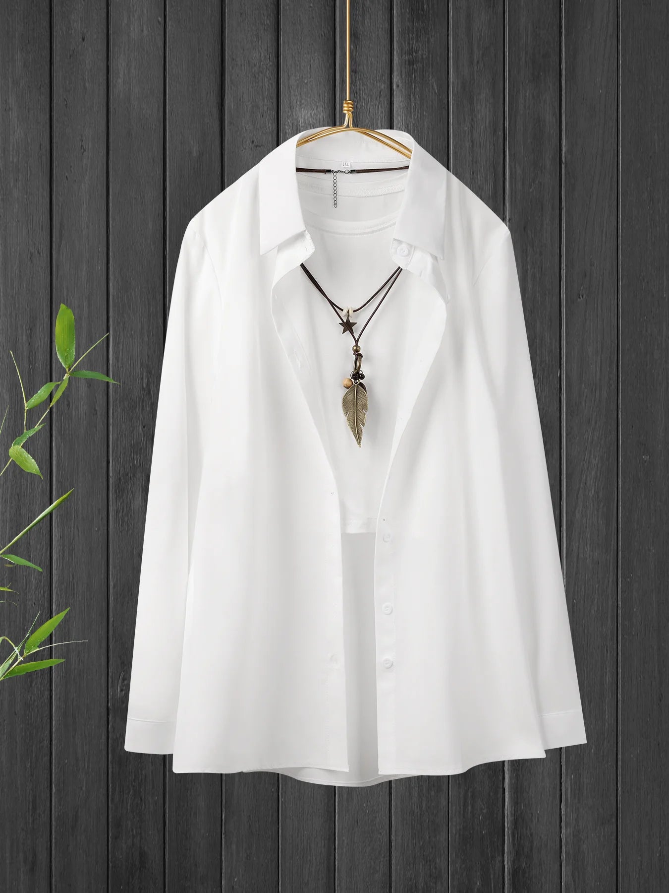 Women's Large Size Shirts White Top Lapel Spring and Summer Thin Travel Essential Single-breasted