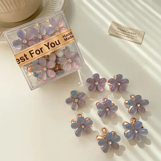 1/10pcs Cute Mini Flower Hairclip Claws Women Girls Colorful Opal Hairpins Sweet Small Headdress Barrettes Accessories
