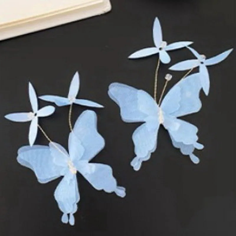 2024 Retro Butterfly Hair Clip For Women Cute Blue Bow Hairclip Girls Pearl Barettes kid pink hairpin Hanfu Hair Accessory